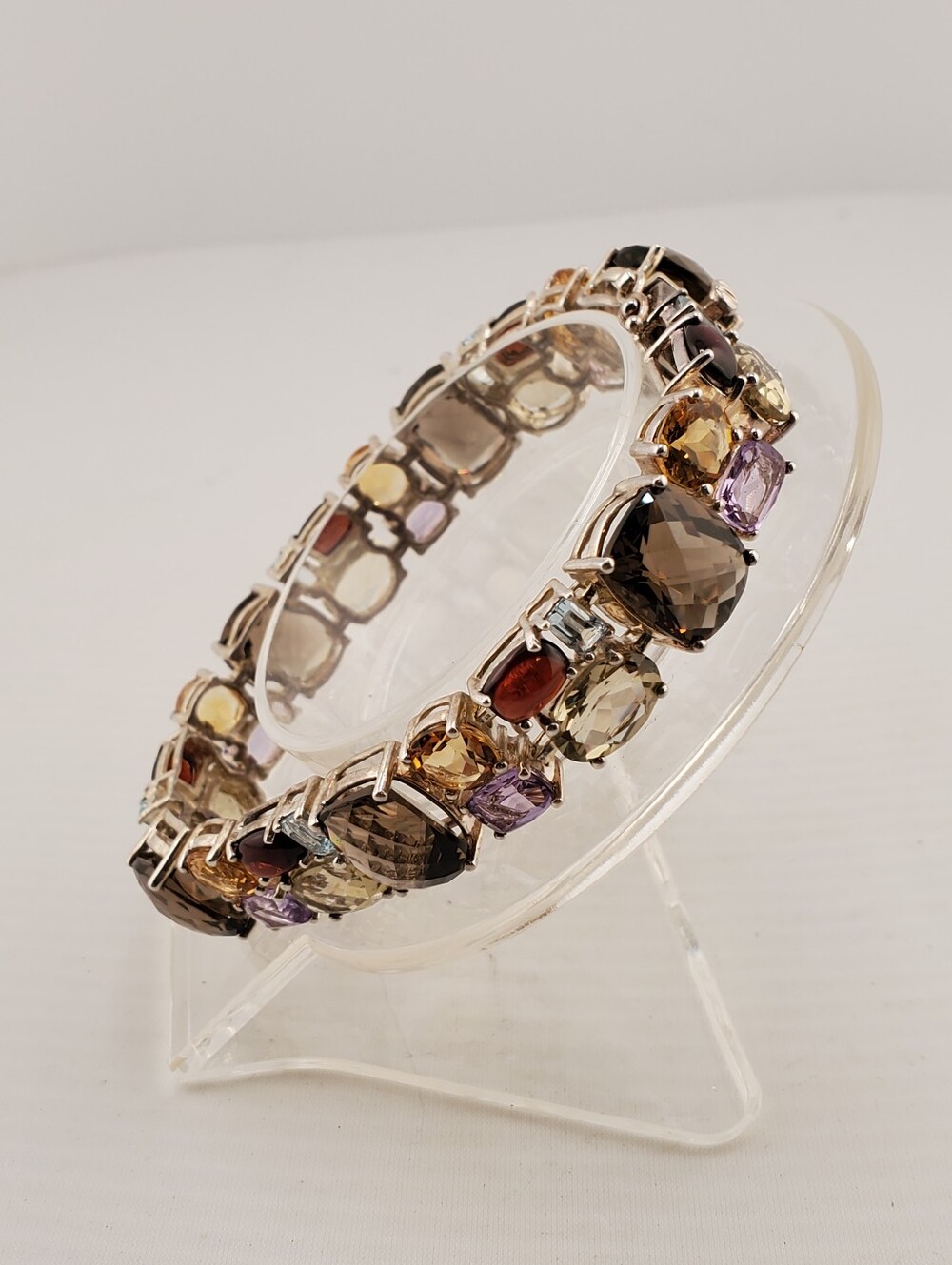 Sterling Multi-gemstone Tennis Bracelet